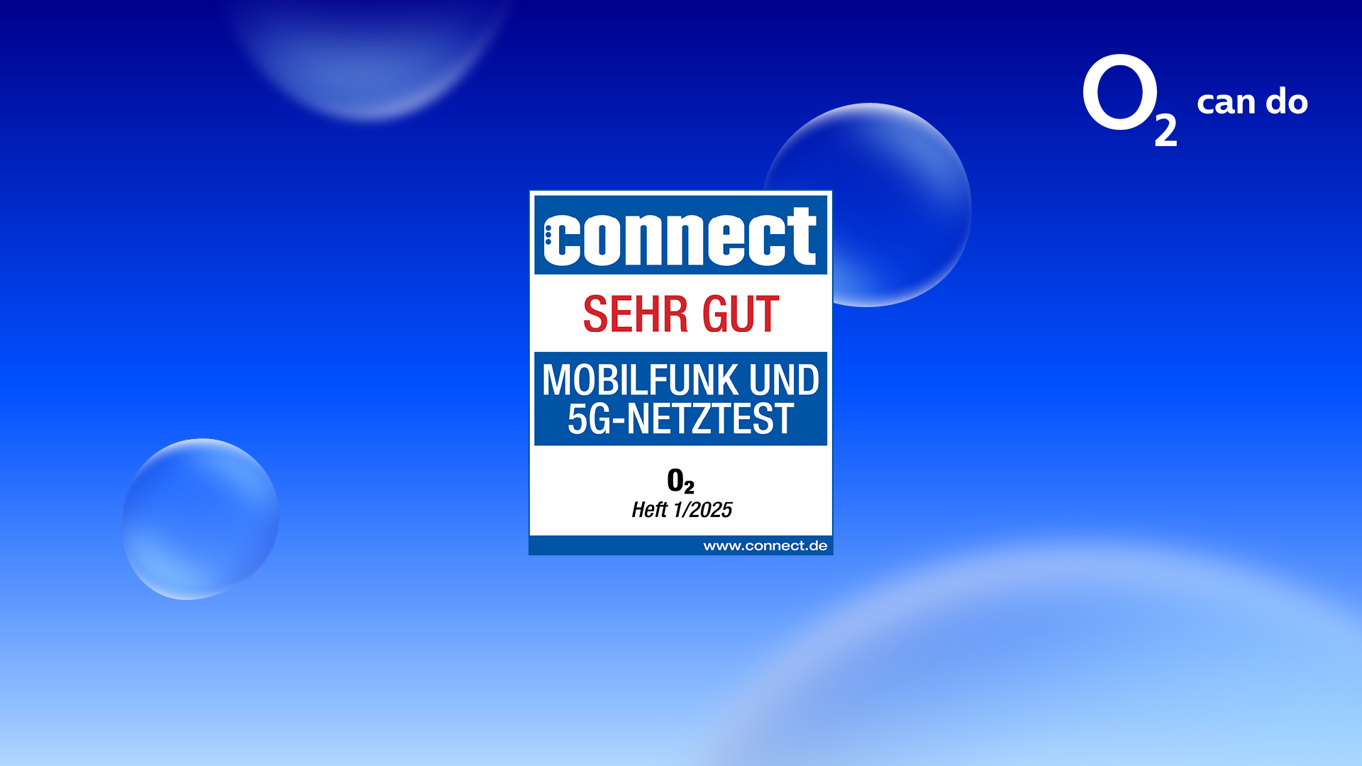 Note „sehr gut“ im connect Netztest 2025 für O<sub>2</sub>