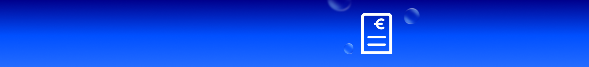 Abbildung einer Rechnung als weißes Icon auf blauem Hintergrund