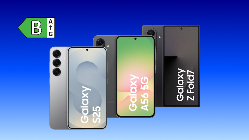 Abbildung von Samsung Galaxy S25, A56 und Z Fold7